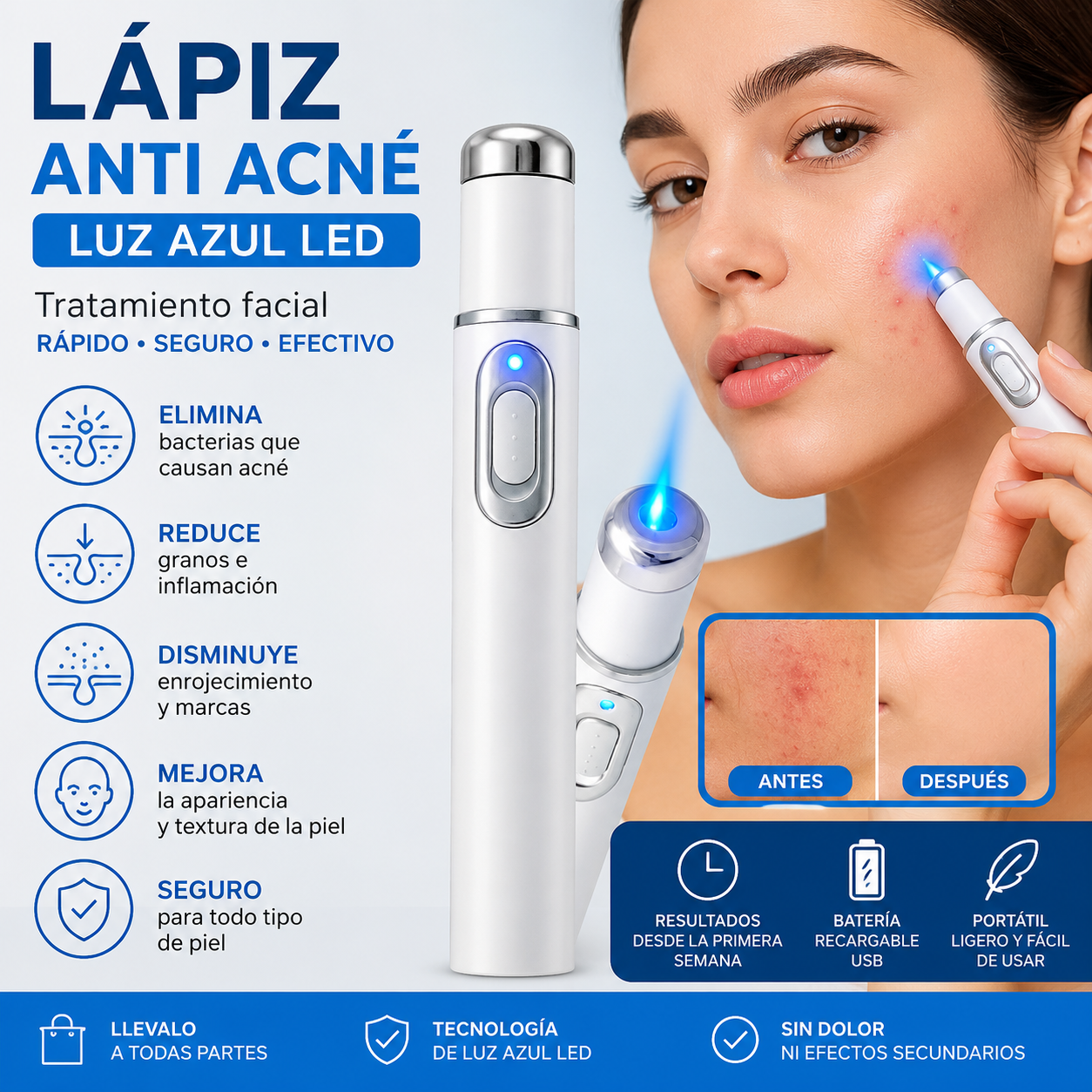 Lápiz Anti Acné - Luz Azul™